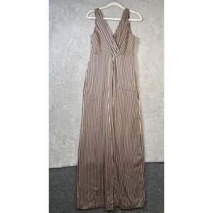 Whimsical Boho Striped Jumpsuit Wide Leg Pants Women 6 wrap Style Geek Fun READ